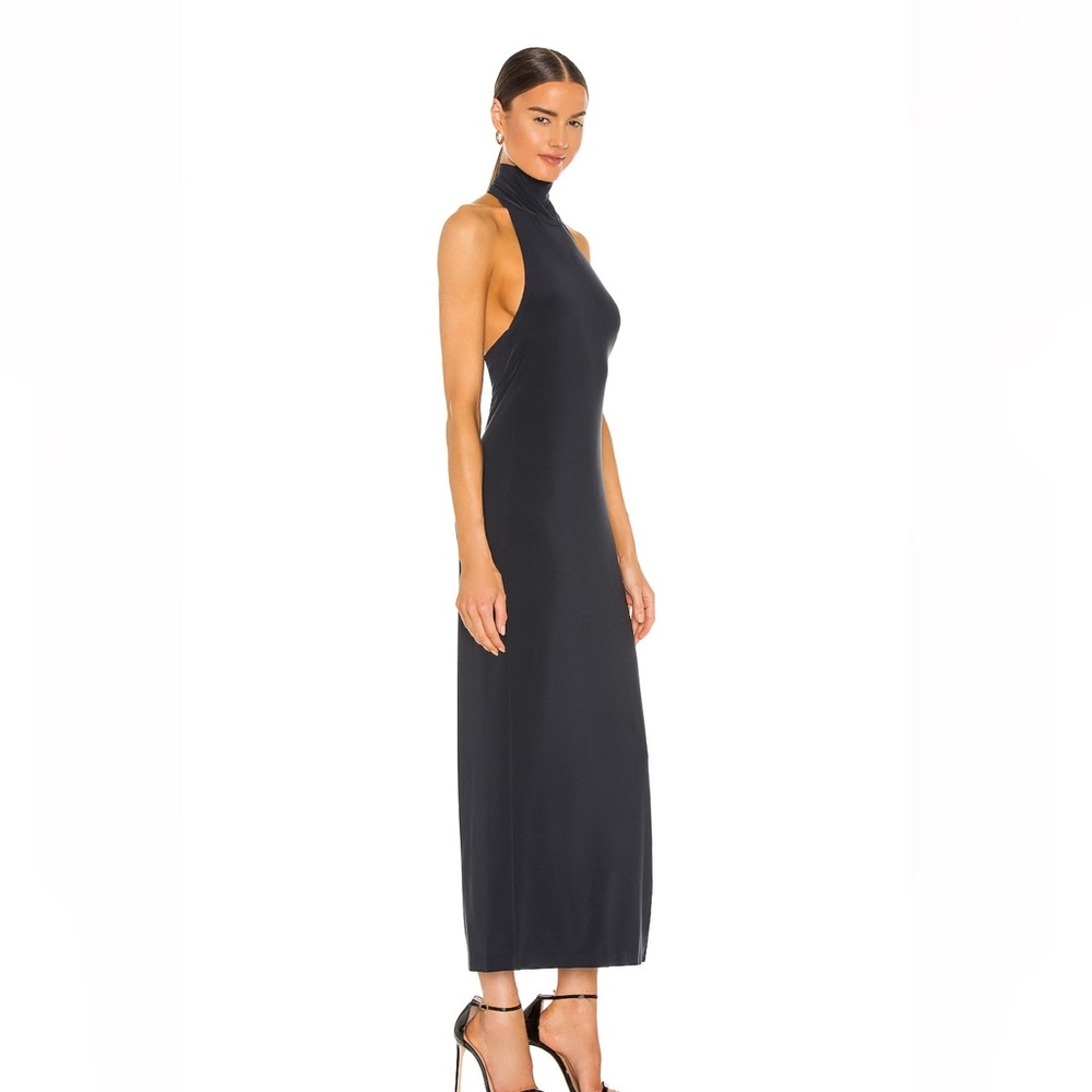 Norma Kamali Halter Turtle Side Slit Gown